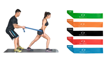Load image into Gallery viewer, Gym Loop Resistant Bands 5pc Set - Light to X X Heavy With Optional Push Up Stands