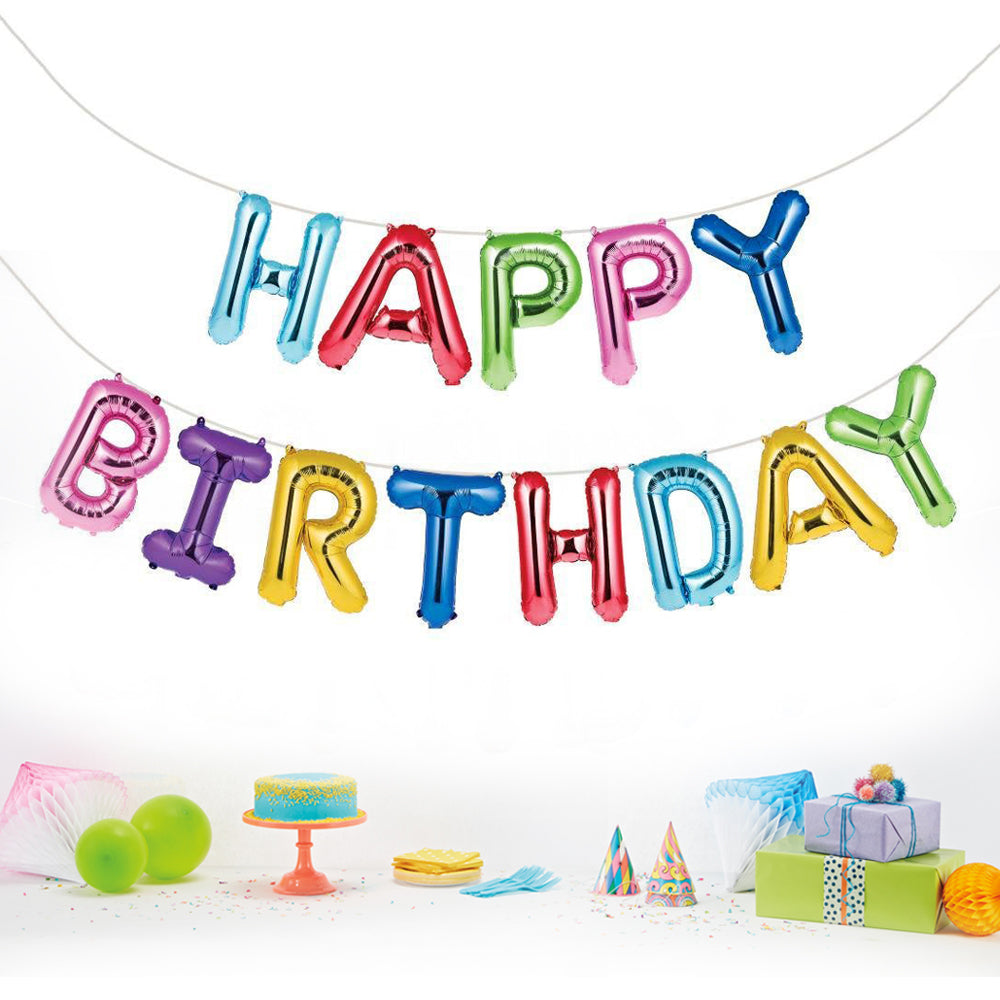Generise Happy Birthday Dekorationsset – Waben-Regenbogen Mit Luftschlangen, Ballons & Wimpelkette