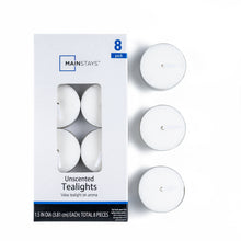 Load image into Gallery viewer, 8 White Unscented Tealight Candles