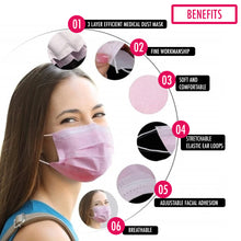 Load image into Gallery viewer, Generise Pink 3-Ply Disposable Face Masks – Pack of 50 – EN149:2001 Certified – Free UK Postage