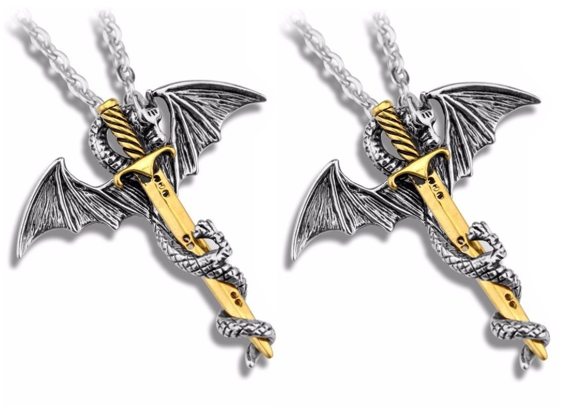 Game of Thrones Inspired Gold Sword Dragon Necklace – Generise