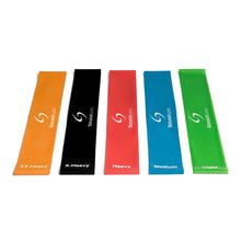 Load image into Gallery viewer, Gym Loop Resistant Bands 5pc Set - Light to X X Heavy With Optional Push Up Stands