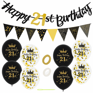 21st Birthday Party Decoration Set – Balloons, Banner, Sign & Ribbon