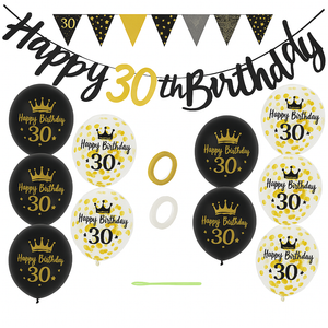 30th Birthday Party Decoration Set – Balloons, Banner, Sign & Ribbon