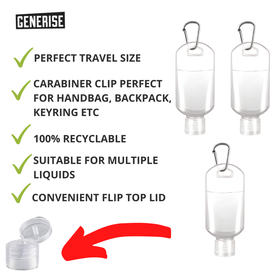 Generise 50ml Empty Bottle and Flip Lid Keyring With Hook