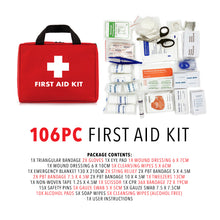 Load image into Gallery viewer, 106pc First Aid Kit with Carry Bag