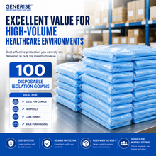 Load image into Gallery viewer, Disposable Waterproof Isolation Gowns with Thumb Loops | Blue Embossed CPE | Waterproof PPE | Hospitals, Care Homes, Dental &amp; Home Use