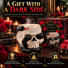 Load image into Gallery viewer, Puckator Skull with Coiled Snake Ceramic Oil Burner – Gothic Wax Melt Warmer &amp; Tealight Holder