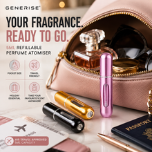 Load image into Gallery viewer, GENERISE Refillable Perfume Atomiser Spray – 5ml Travel-Size Fragrance Bottle, Air Travel Approved, Free Delivery!