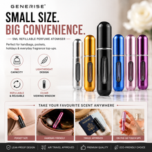 Load image into Gallery viewer, GENERISE Refillable Perfume Atomiser Spray – 5ml Travel-Size Fragrance Bottle, Air Travel Approved, Free Delivery!