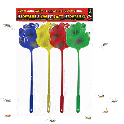 Beat It! Fly Swatters 4 Pack - Vibrant Colours with Free Delivery!
