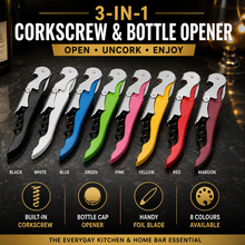 Load image into Gallery viewer, Multi-Function 3-in-1 Corkscrew &amp; Bottle Opener – Stainless Steel