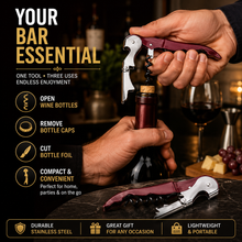 Load image into Gallery viewer, Multi-Function 3-in-1 Corkscrew &amp; Bottle Opener – Stainless Steel