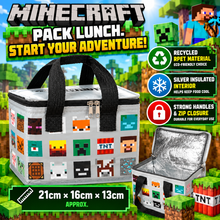 Load image into Gallery viewer, Minecraft Insulated Lunch Cooling Bag – Kids &amp; Adults | Recycled RPET | Compact Lunch Box Bag