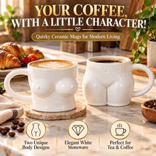 Load image into Gallery viewer, Sass &amp; Belle Body Stacking Mugs – Set of 2 White Ceramic Novelty Coffee Cups