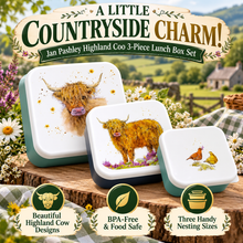 Load image into Gallery viewer, Puckator Jan Pashley Highland Coo Set of 3 Lunch Boxes – Highland Cow Food Storage &amp; Snack Containers