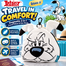 Load image into Gallery viewer, Relaxeazzz Asterix Idefix (Dogmatix) 2-in-1 Travel Pillow &amp; Eye Mask – Kids &amp; Adults