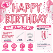 Load image into Gallery viewer, Large Inflatable Happy Birthday Balloon Banner – 11 Colours – Free UK Postage