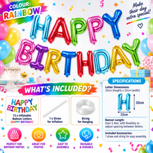 Load image into Gallery viewer, Large Inflatable Happy Birthday Balloon Banner – 11 Colours – Free UK Postage