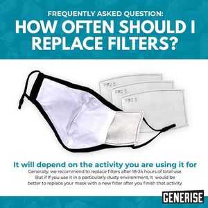 Generise Black Face Mask with Filter Pocket and Filters - Reusable & Adjustable