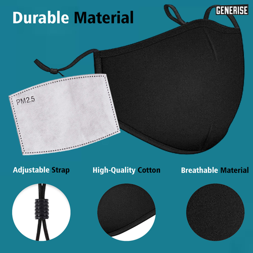 Reusable Face Mask with Filter Pocket & PM 2.5 Filters – Adjustable & Breathable