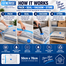 Load image into Gallery viewer, Generise Vacuum Compression Storage Bag 50cm x 70cm – Space Saving Vacuum Seal Bag