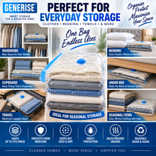 Load image into Gallery viewer, Generise Vacuum Compression Storage Bag 50cm x 70cm – Space Saving Vacuum Seal Bag