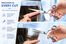 Load image into Gallery viewer, Generise Professional 2pc Stainless Steel Hairdressing Scissor Set – Cutting &amp; Thinning Scissors
