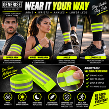 Load image into Gallery viewer, Generise Hi Vis Reflective Arm &amp; Ankle Bands – Adjustable Safety Bands for Running, Walking &amp; Cycling
