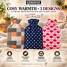 Load image into Gallery viewer, Generise 2 Litre Hot Water Bottle with Soft Fleece Covers