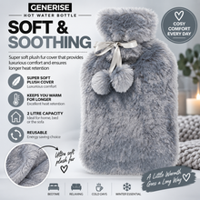 Load image into Gallery viewer, Generise Hot Water Bottles - 2 Litre with Plush Cover