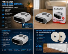 Load image into Gallery viewer, Fan with Heat &amp; Cool - 2 Settings (1000W &amp; 2000W) - Free UK Delivery