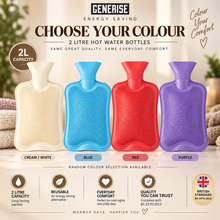 Load image into Gallery viewer, Generise Energy Saving 2 Litre Hot Water Bottle – Reusable Rubber Hot Water Bottle