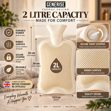 Load image into Gallery viewer, Generise Energy Saving 2 Litre Hot Water Bottle – Reusable Rubber Hot Water Bottle