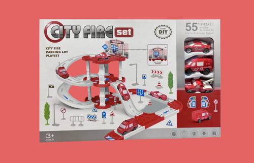 Children's City Fire Parking Lot Set - Toys