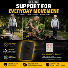 Load image into Gallery viewer, Generise Heat &amp; Magnet Knee Brace – Adjustable Neoprene Knee Support