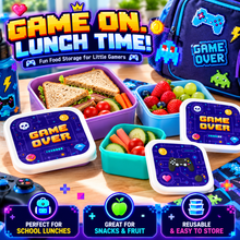 Load image into Gallery viewer, Puckator Game Over Set of 3 Stackable Lunch Boxes – Kids Gaming Food Storage Containers