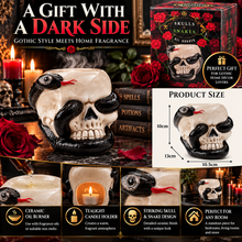 Load image into Gallery viewer, Puckator Skull with Coiled Snake Ceramic Oil Burner – Gothic Wax Melt Warmer &amp; Tealight Holder