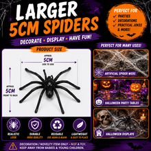 Load image into Gallery viewer, Halloween Prank Spiders Large &amp; Small – Black Halloween Decoration &amp; Joke Props