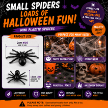 Load image into Gallery viewer, Halloween Prank Spiders Large &amp; Small – Black Halloween Decoration &amp; Joke Props