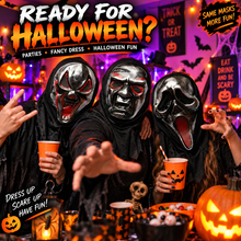 Load image into Gallery viewer, Halloween Metallic Effect Hooded Masks – 3 Scary Designs