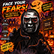 Load image into Gallery viewer, Halloween Metallic Effect Hooded Masks – 3 Scary Designs