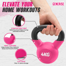 Load image into Gallery viewer, Generise 4kg Kettlebell - Cast Iron with Neoprene Coating Cover In Pink - Gym &amp; Home Workout