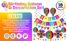 Load image into Gallery viewer, The Ultimate Happy Birthday Banner and Honeycomb Decoration Set