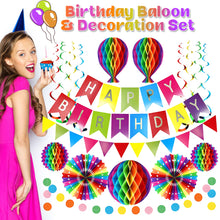 Load image into Gallery viewer, The Ultimate Happy Birthday Banner and Honeycomb Decoration Set