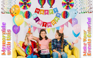 The Ultimate Happy Birthday Banner and Honeycomb Decoration Set