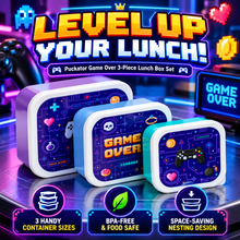 Load image into Gallery viewer, Puckator Game Over Set of 3 Stackable Lunch Boxes – Kids Gaming Food Storage Containers