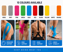 Load image into Gallery viewer, Muscle Tape Pro Kinesiology Injury Support Tape – 5 Metres | 20 Pre-Cut Strips - 25cm x 5cm