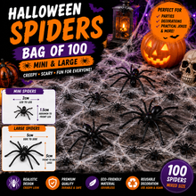 Load image into Gallery viewer, Halloween Prank Spiders Large &amp; Small – Black Halloween Decoration &amp; Joke Props