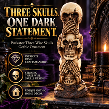 Load image into Gallery viewer, Puckator Three Wise Skulls Totem Ornament – Hear No Evil, Speak No Evil, See No Evil Gothic Resin Sculpture